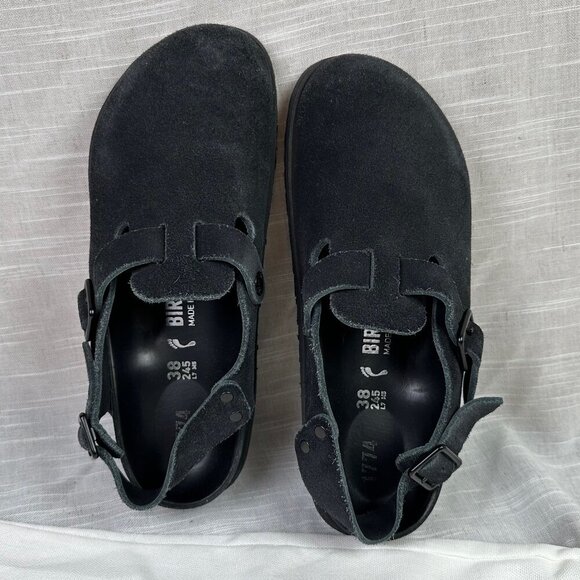Birkenstock 1774 IV Tokio Suede Clog Shoe All Black EU 38 / US Women's 7 / 7.5 - Picture 1 of 6
